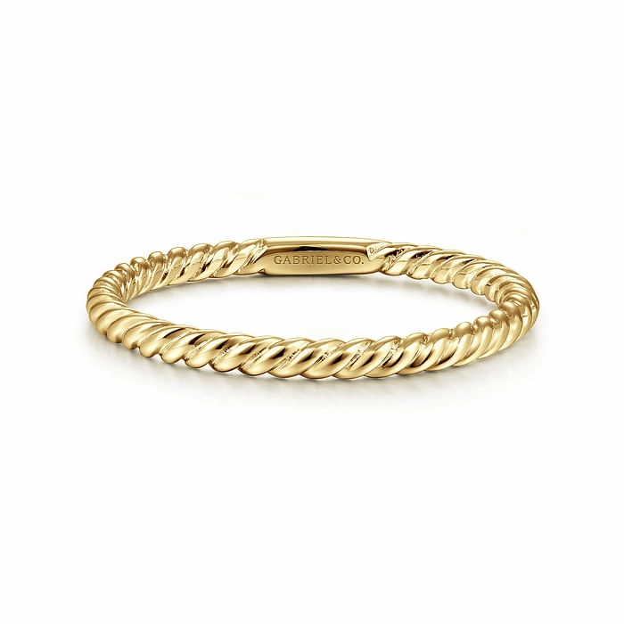 Fine Product Artistic Style 14K Yellow Gold Twisted Rope Stackable Ring