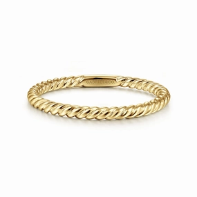 Fine Product Artistic Style 14K Yellow Gold Twisted Rope Stackable Ring