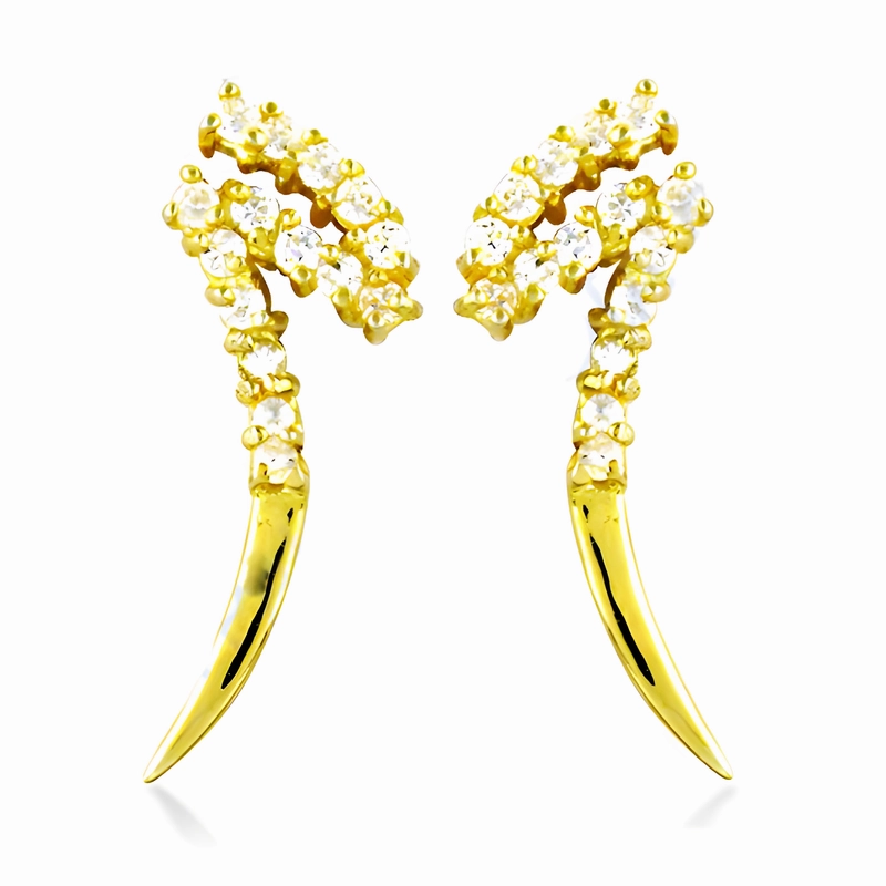Stylish Element Fashionable Gold Plated Silver CZ Gemstone Earrings - Solid CZ Earrings