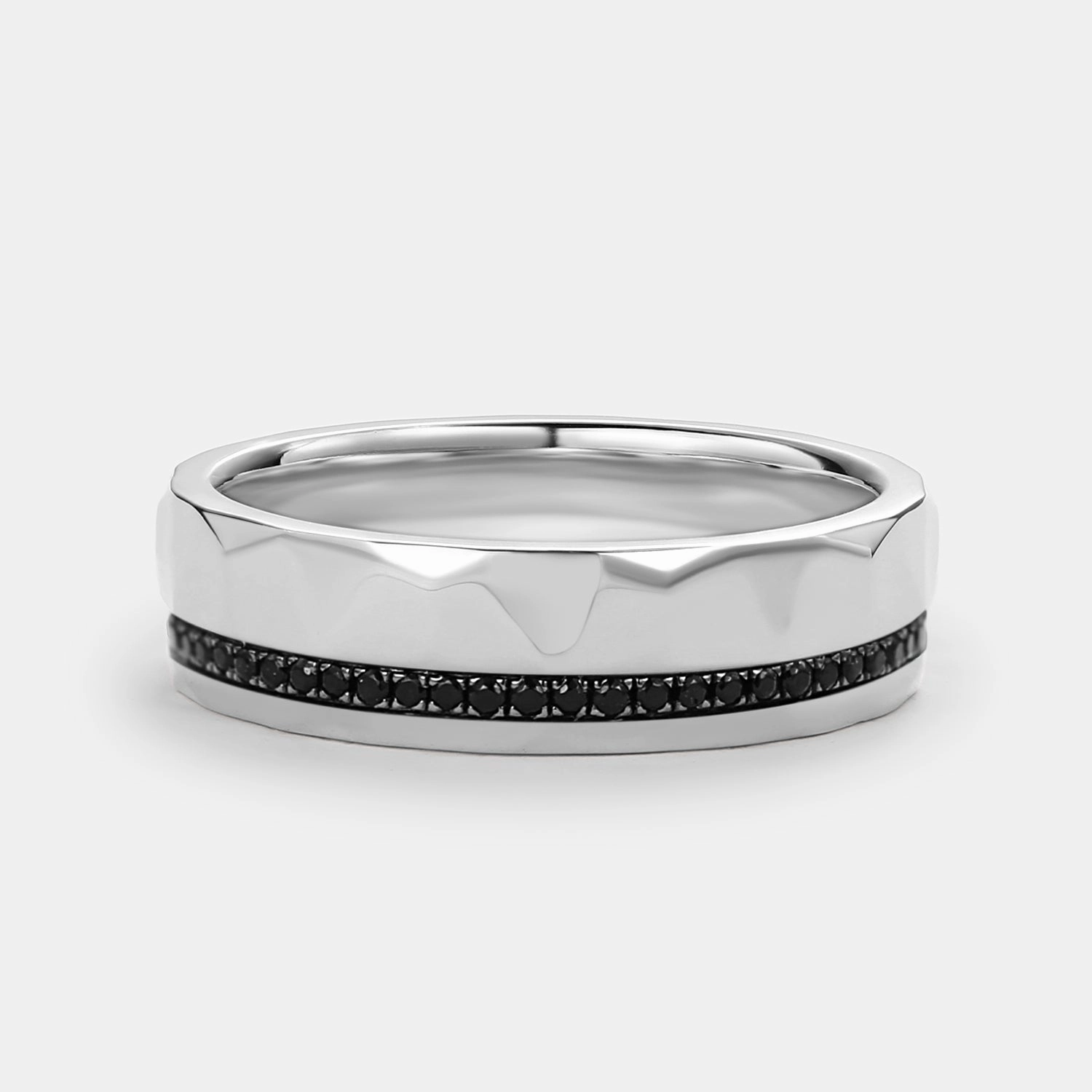Custom Jewelry Design Black Moissanite Full Eternity Men's Wedding Band