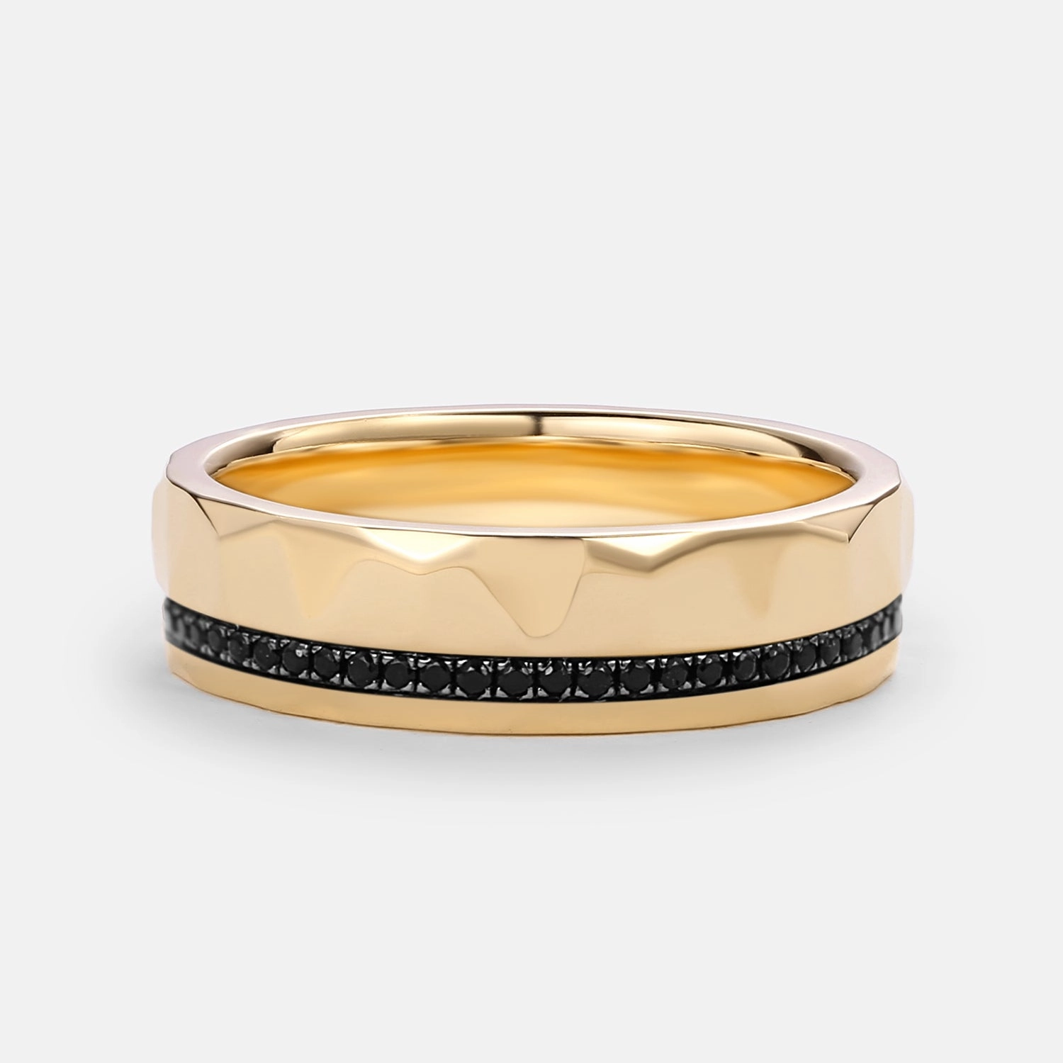 Comfort Fit Black Moissanite Full Eternity Men's Wedding Band