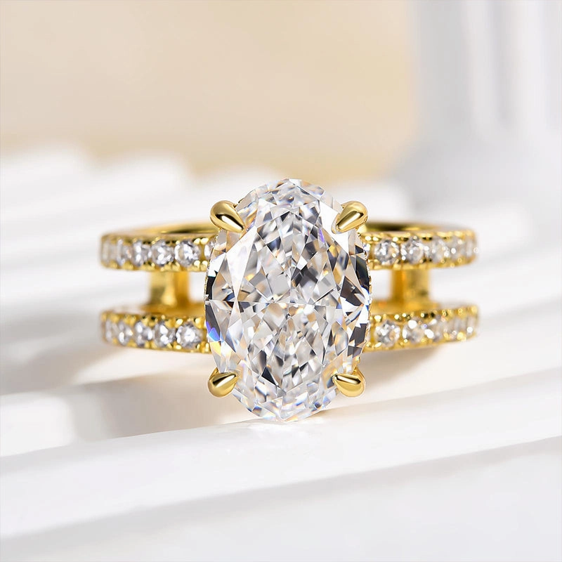Louily Special Oval Cut Split Shank DesigncEngagement Ring Enduring Shine
