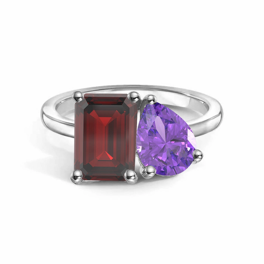 Versatile Fit Luxury Craftsmanship Toi et Moi Personalized Garnet Birthstone Anniversary Ring