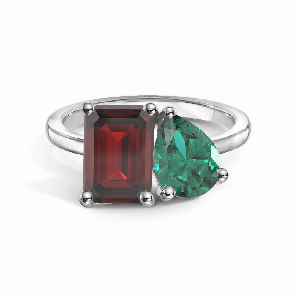 Toi et Moi Personalized Garnet Birthstone Anniversary Ring Timeless Presence Dazzle Factor