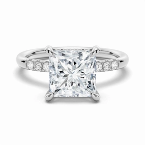 Princess Cut Moissanite Engagement Ring With Hidden Halo date night look