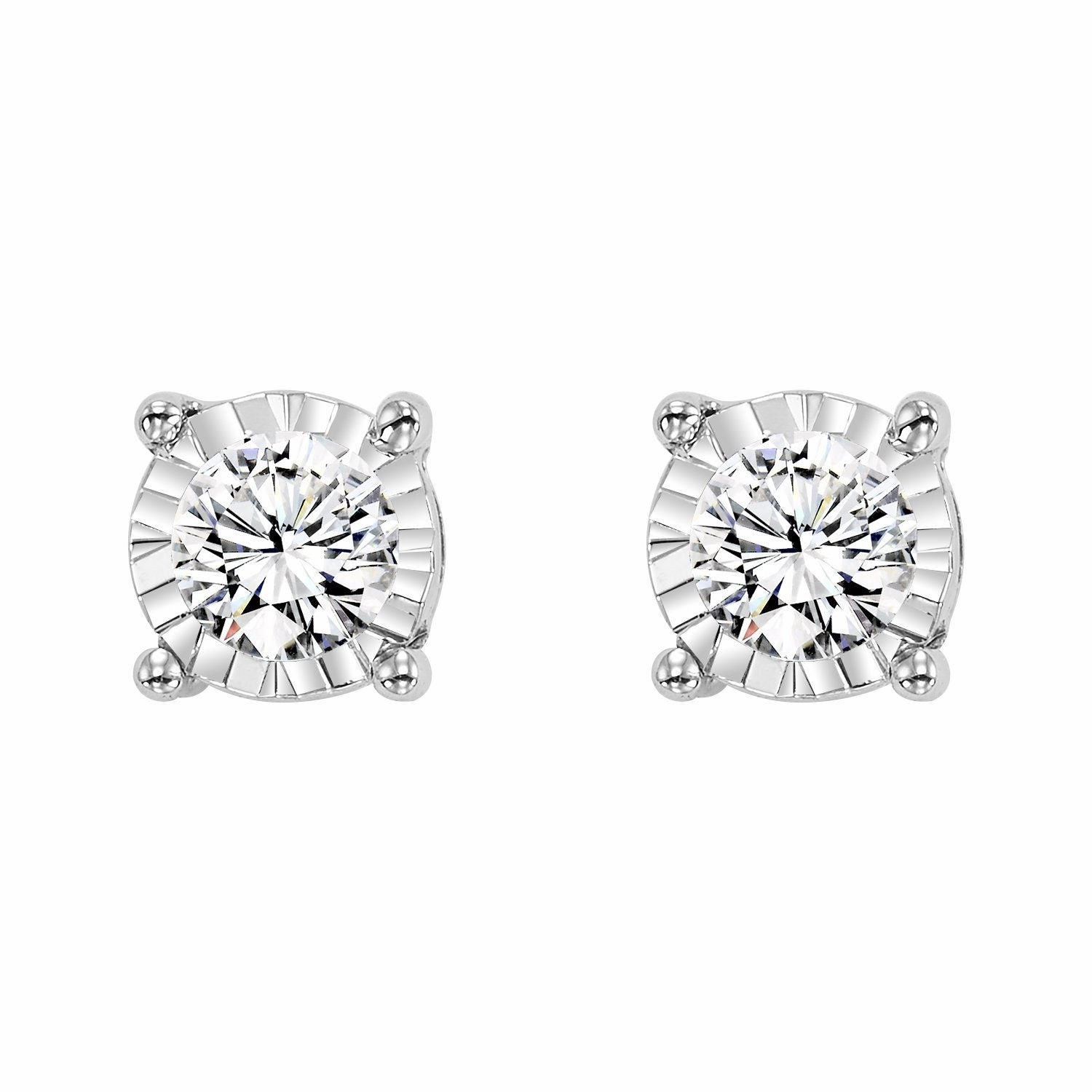 Effortless Design True Reflections Illusion Diamond Stud Earrings 1/2Cttw