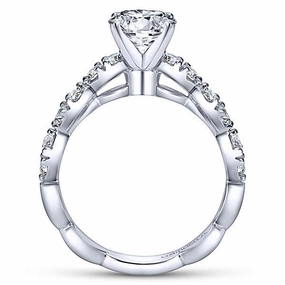 Gold Accent Prong Set Vintage Round Diamond Ring  .45Cttw 14k Gold 80A