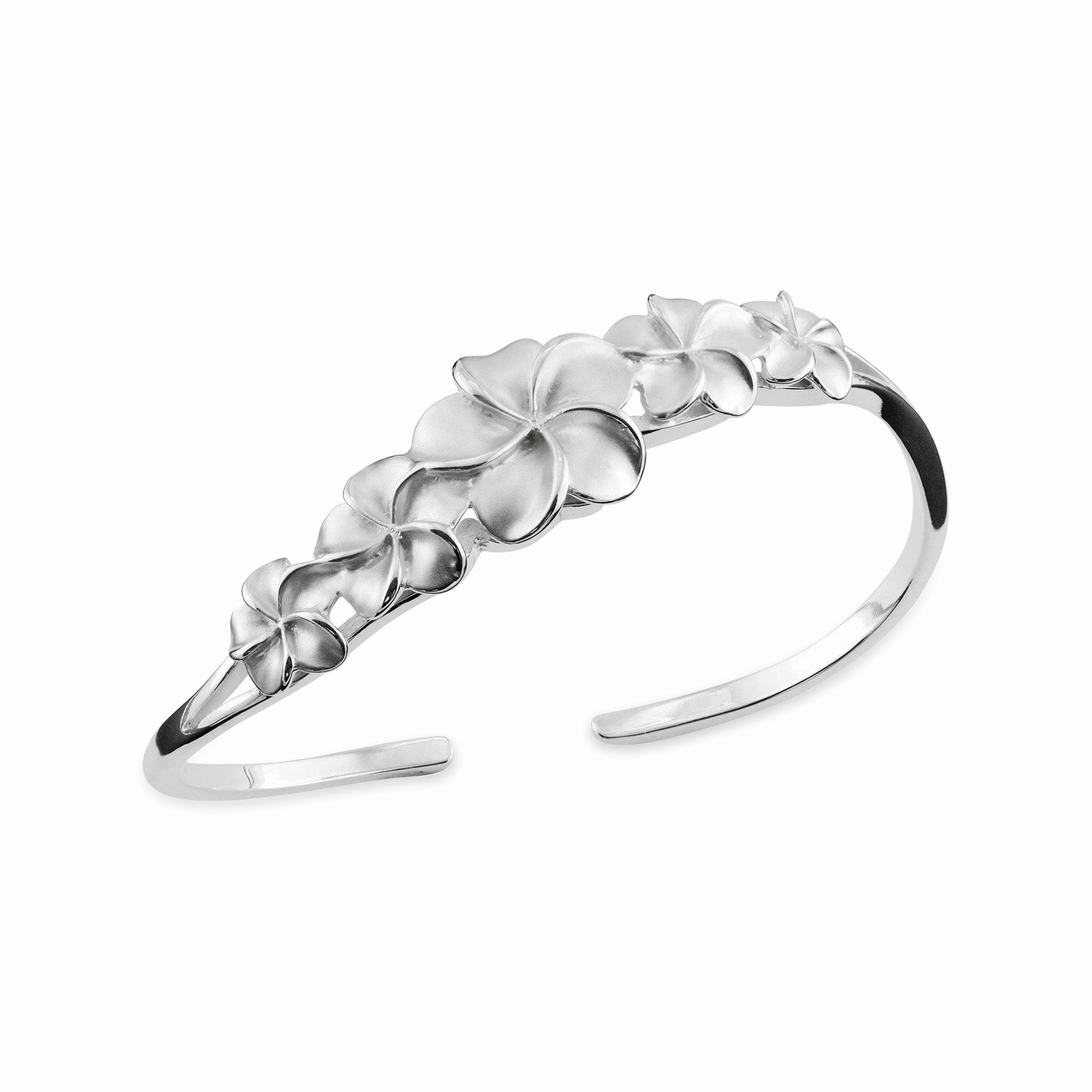 Plumeria Cuff Bracelet in Sterling Silver - 16mm Correctly Valued