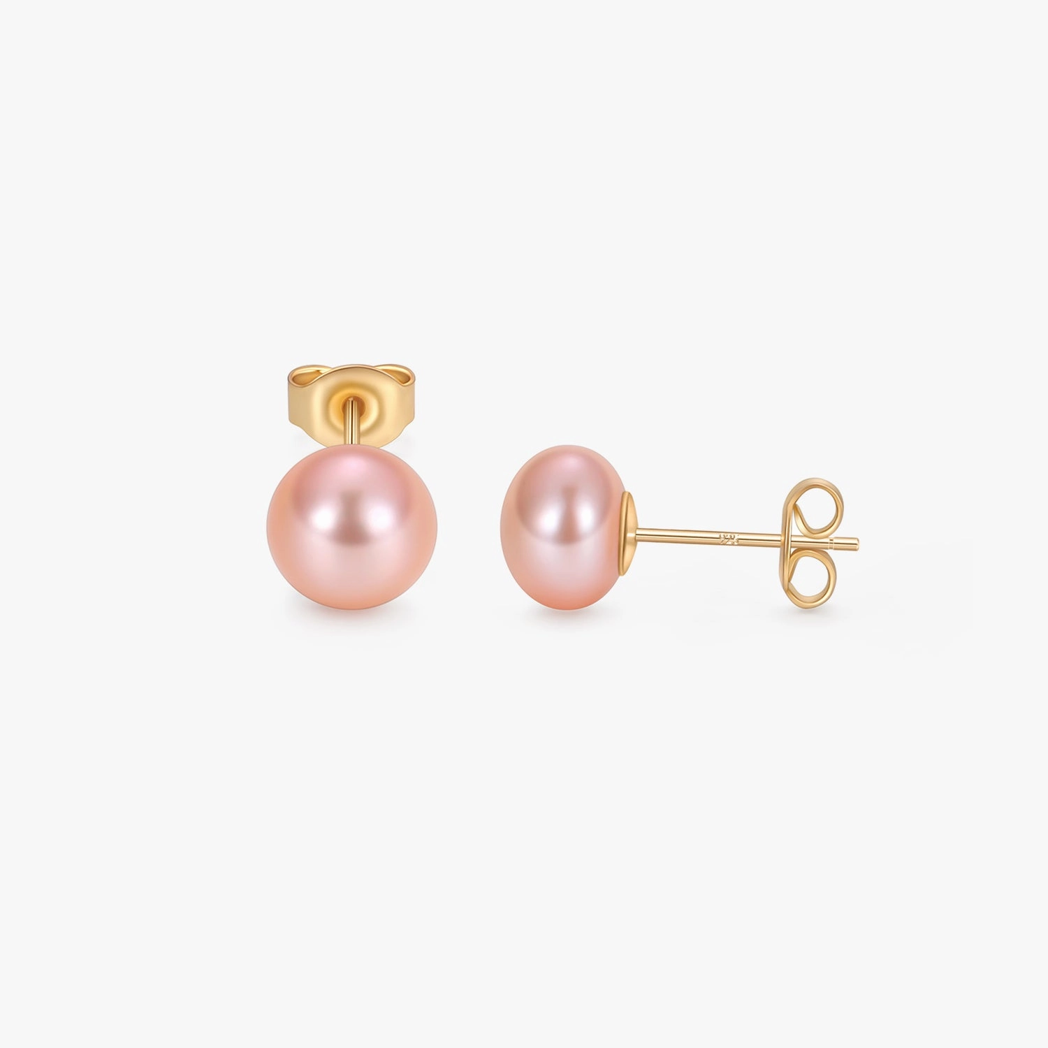 Pink Pearl Wedding Stud Earrings | 7mm Elite Shape Lustrous Form