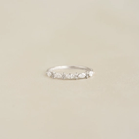 Marquise and Round Diamond Ring White Gold - Aurelia Budget Art Glamorous Piece