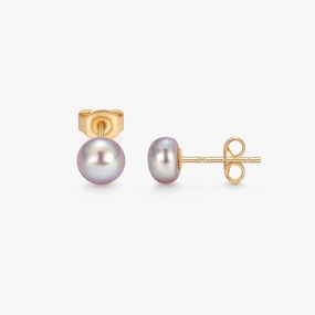 Purple Freshwater Pearl Stud Earrings | 6mm Luxe Glow