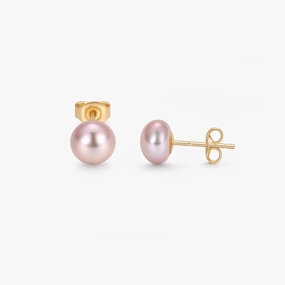 Precious Accent Distinct Form Purple Freshwater Pearl Stud Earrings | 7mm