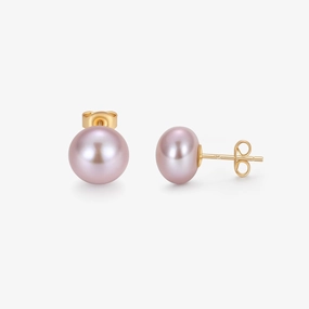 Lightweight Feel Purple Freshwater Pearl Stud Earrings | 9mm