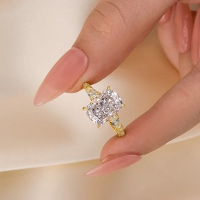 Louily Cushion Cut Three Stone Engagement Ring With Two Pear Cut Side Stones Chic Pulse