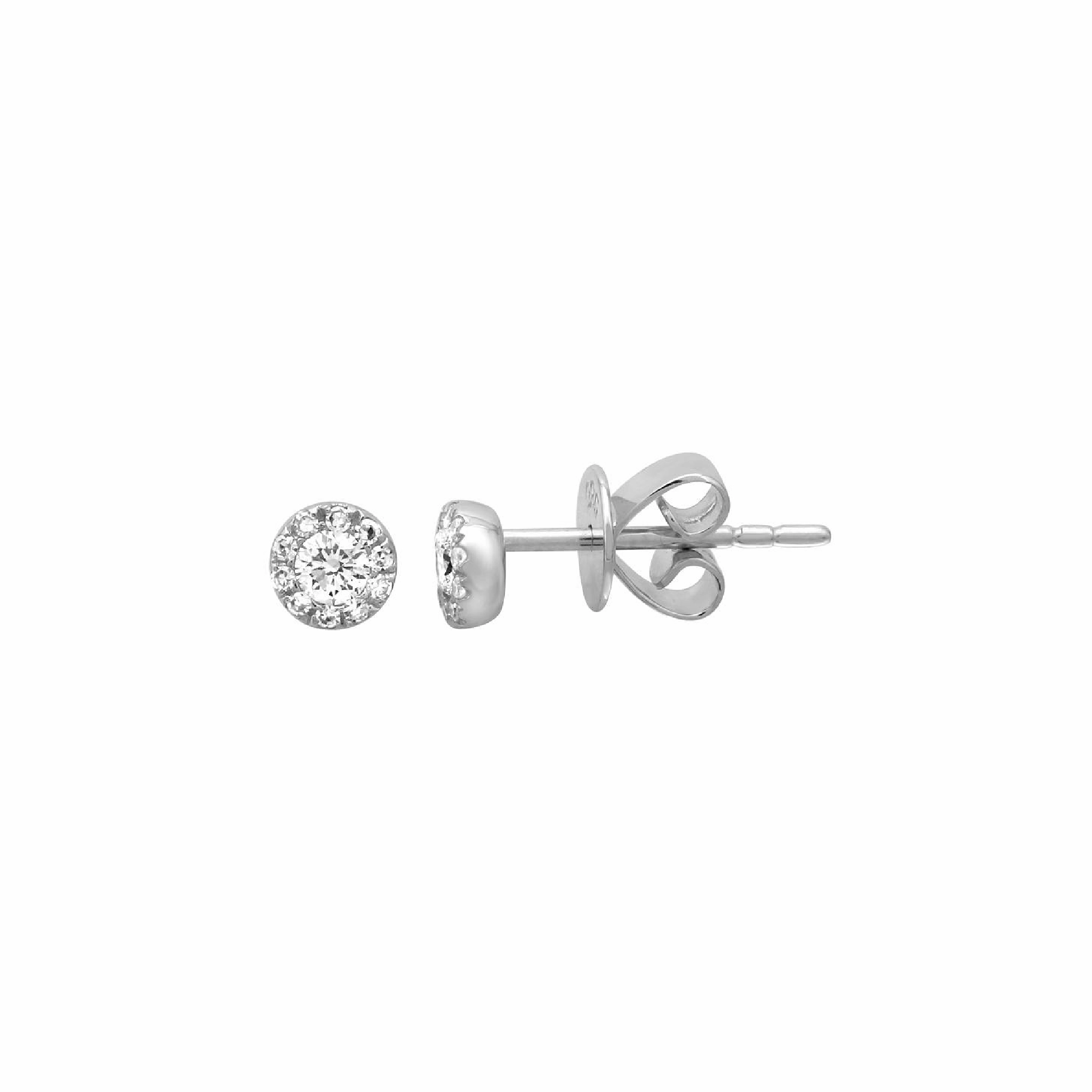 Allure Edge Petite White Gold Diamond Halo Stud Earrings
