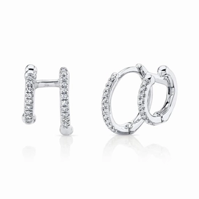 Trendy Accessory DIAMOND DOUBLE HUGGIE EARRING