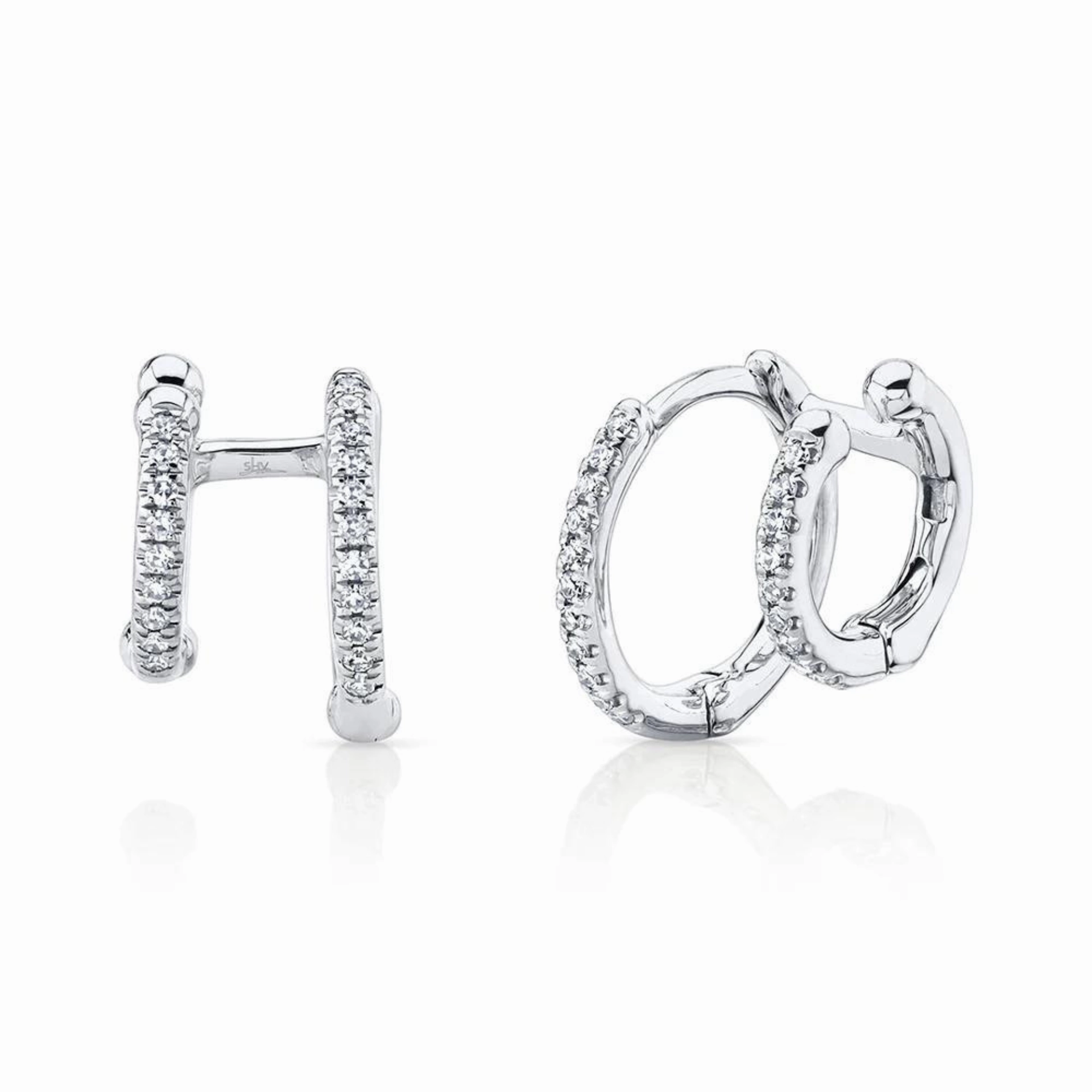 Trendy Accessory DIAMOND DOUBLE HUGGIE EARRING