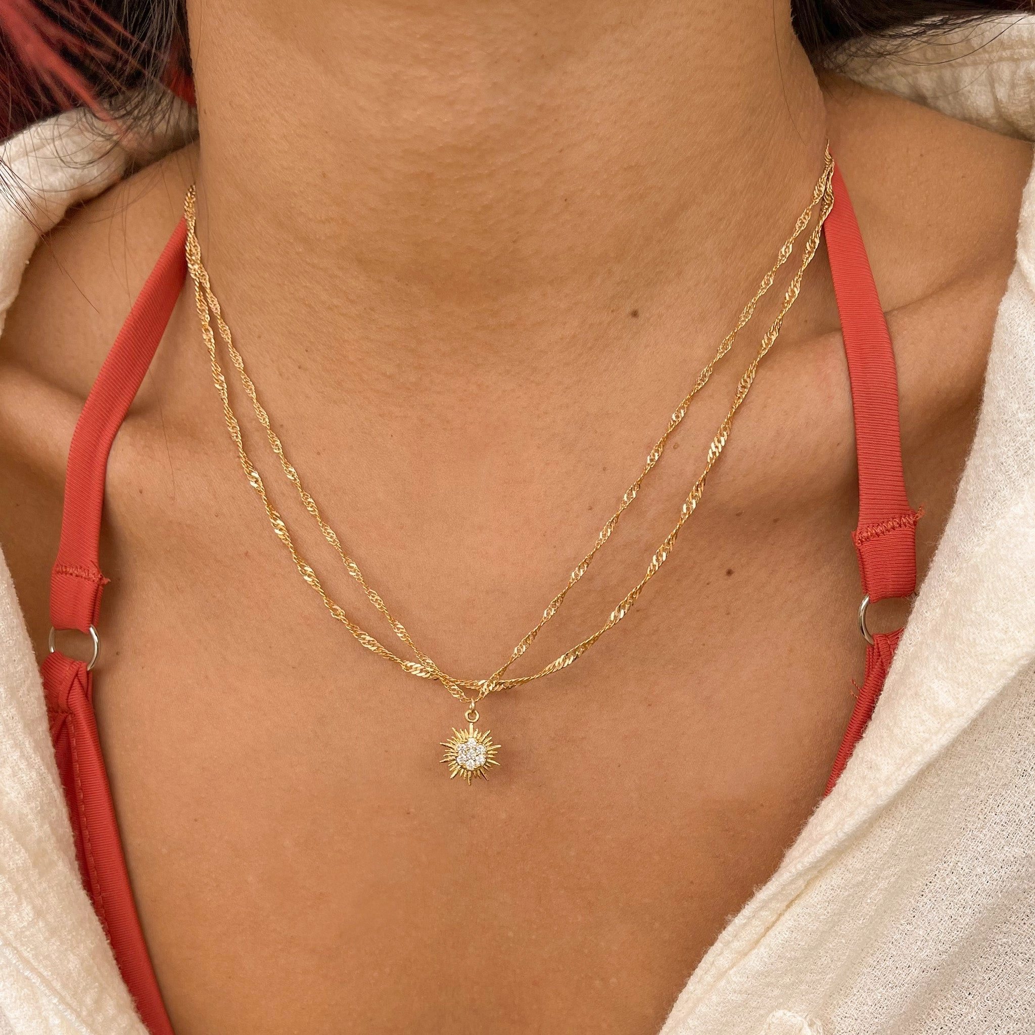 Refined Piece Winter Outfit HARLOW CZ DIAMOND SUN NECKLACE