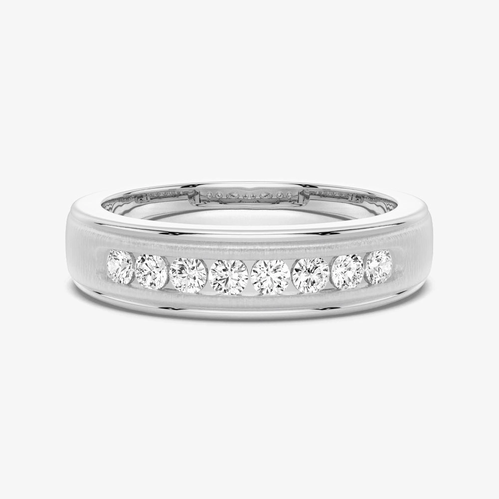 Travel Mood 7mm Brush Finish Channel Set Moissanite Men's Wedding Band