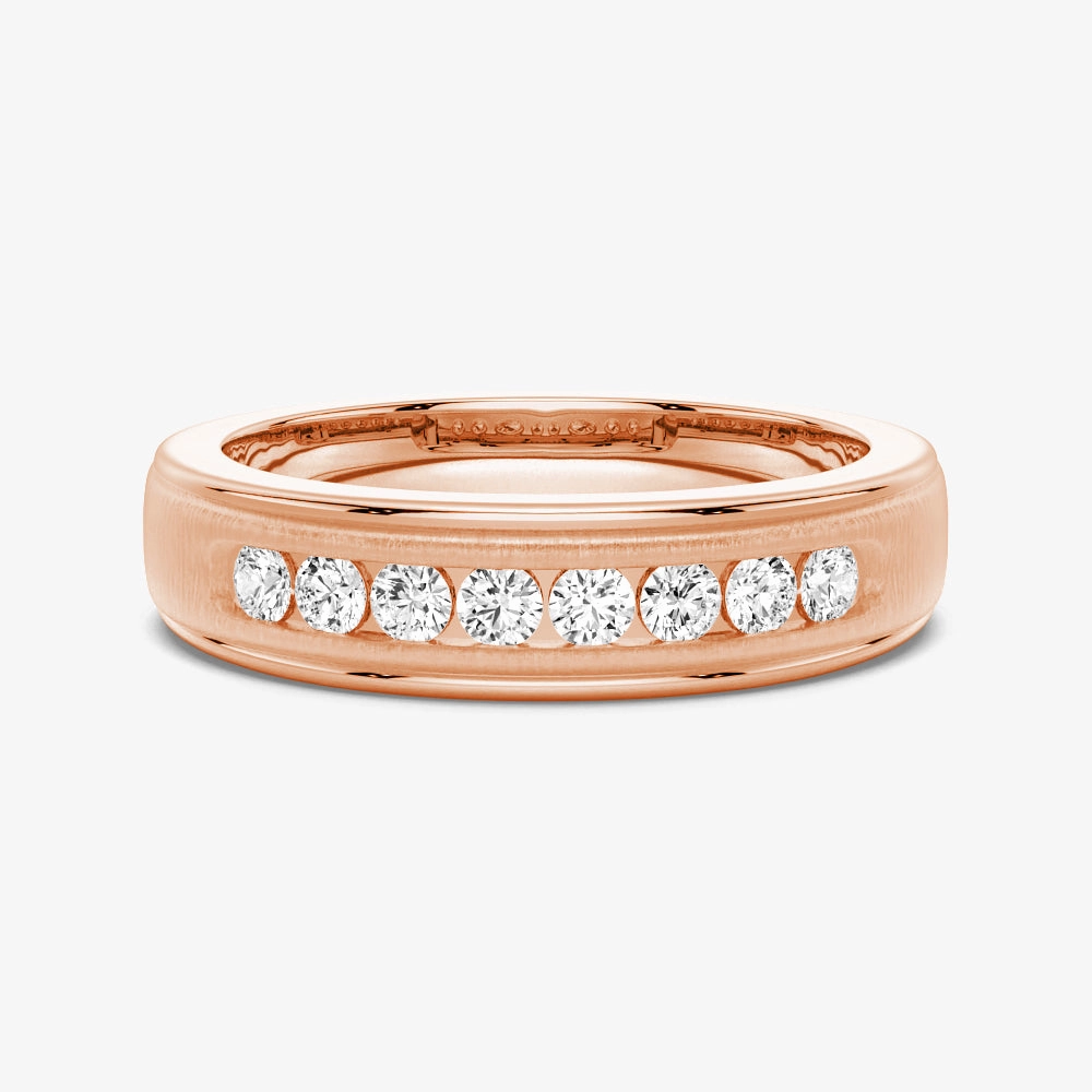 7mm Brush Finish Channel Set Moissanite Men's Wedding Band Captivating Touch Elegant Mood