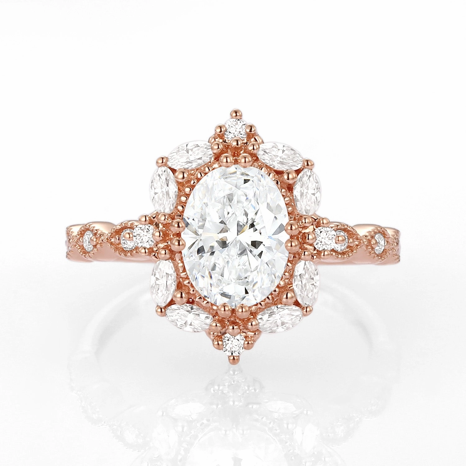 Glam Set Chic Silhouette 1.0-2.0ct Lab Grown Diamond Signature Vintage Byzantine Ring