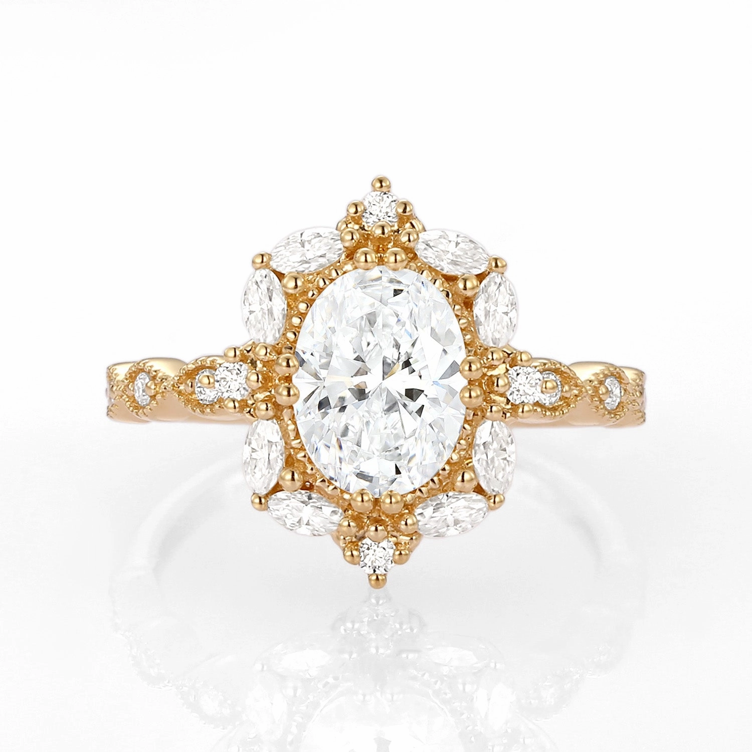 1.0-2.0ct Lab Grown Diamond Signature Vintage Byzantine Ring Bright Look Refined Glow