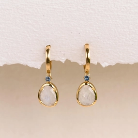 Rainbow Moonstone Earrings - Victoria (Blue Gem) Straight Ornament