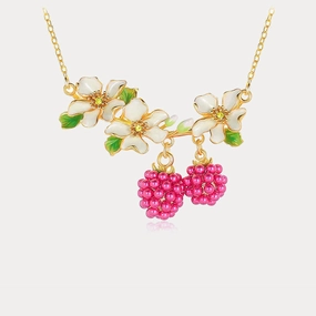 Raspberry Flower Necklace Stylish Line Soft Tone