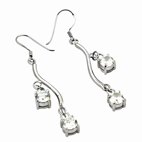 Durable Aesthetic Ravishing Cubic Zirconia Gemstone Silver Long Hook Earrings - Exceptional CZ Earrings
