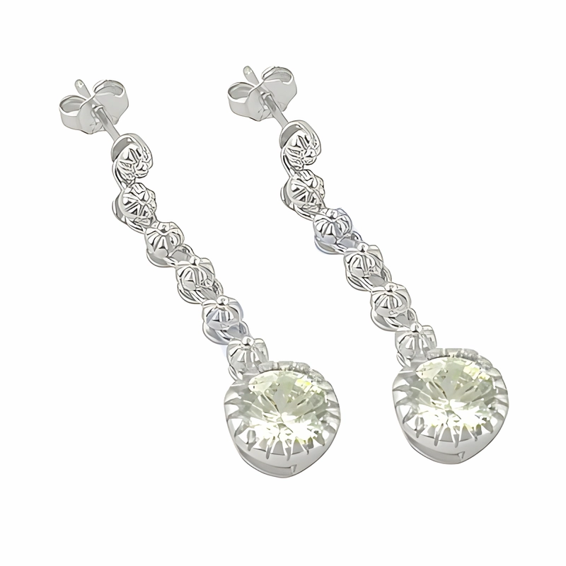 Elegant Cubic Zirconia Gemstone Silver Earrings - Shop Now Curved Decoration Colorful Accent