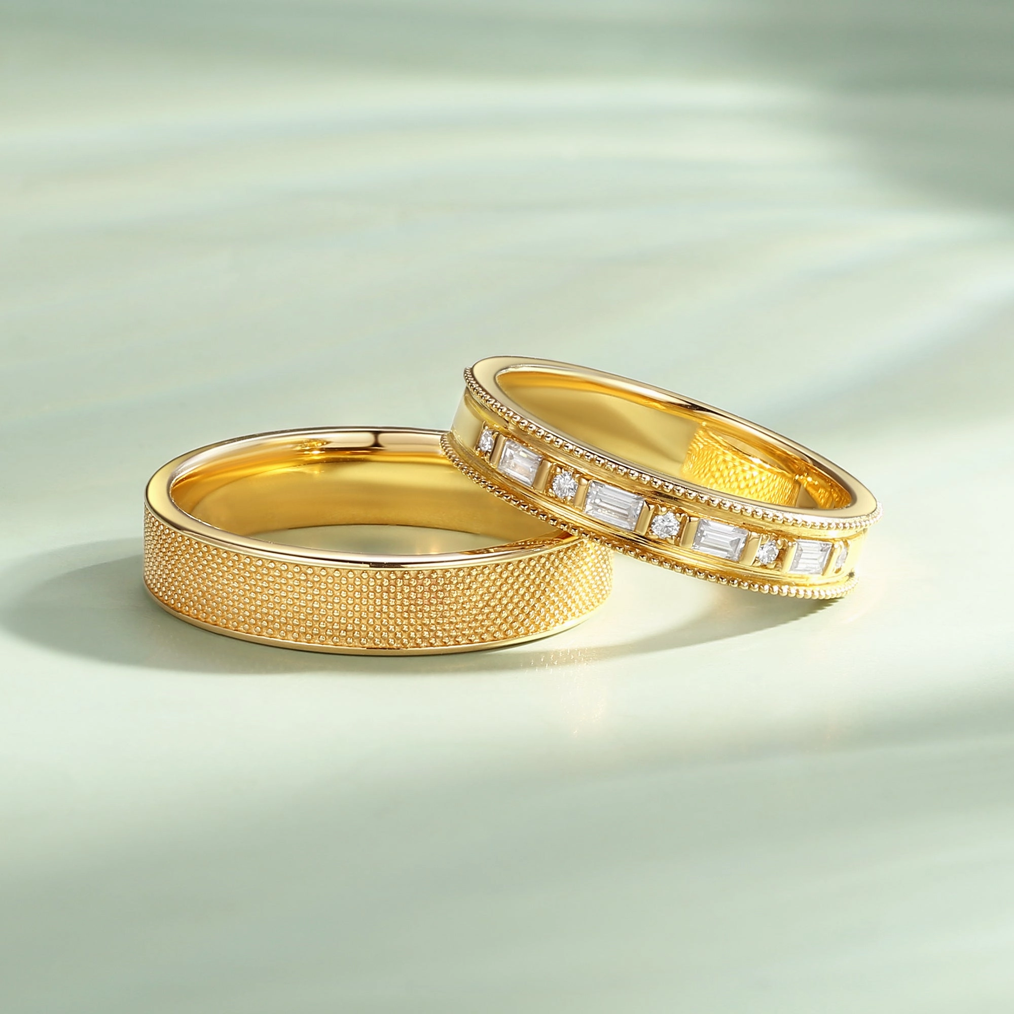 Travel Friendly Vintage Moissanite Couple Ring Set 2pcs - Retic