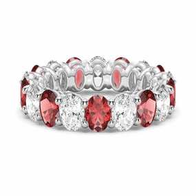 6.6 CT. Lab Grown White Sapphire with Ruby Gemstone Band Timeless Gift Vibrant Jewelry Shine Finish