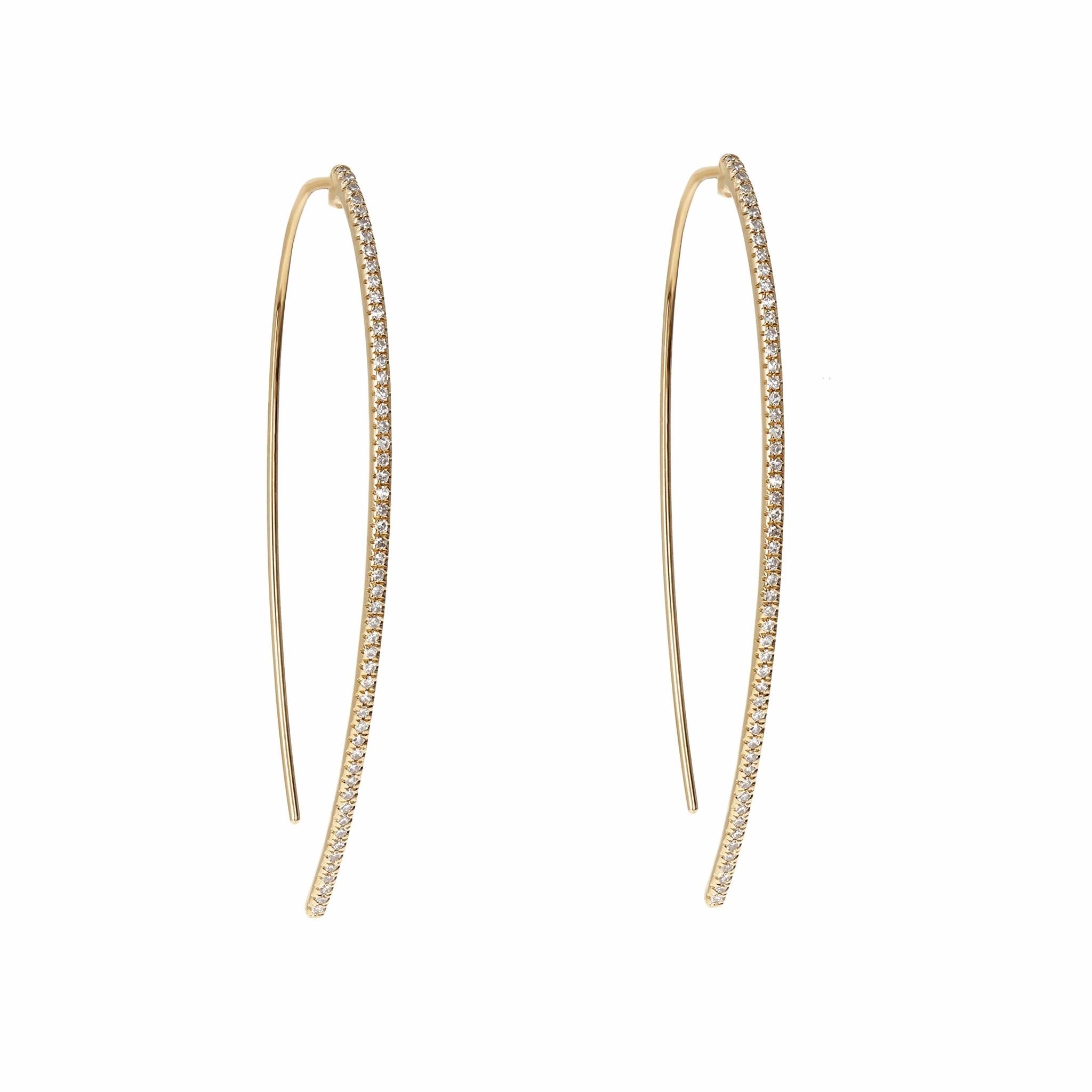 Diamond Thread-Through Gold Hoop Earrings Bright Shine Casual Vibe
