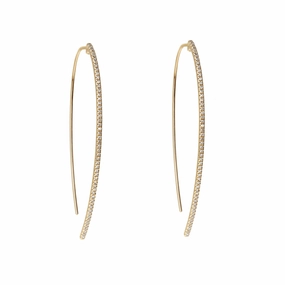 Diamond Thread-Through Gold Hoop Earrings Bright Shine Casual Vibe