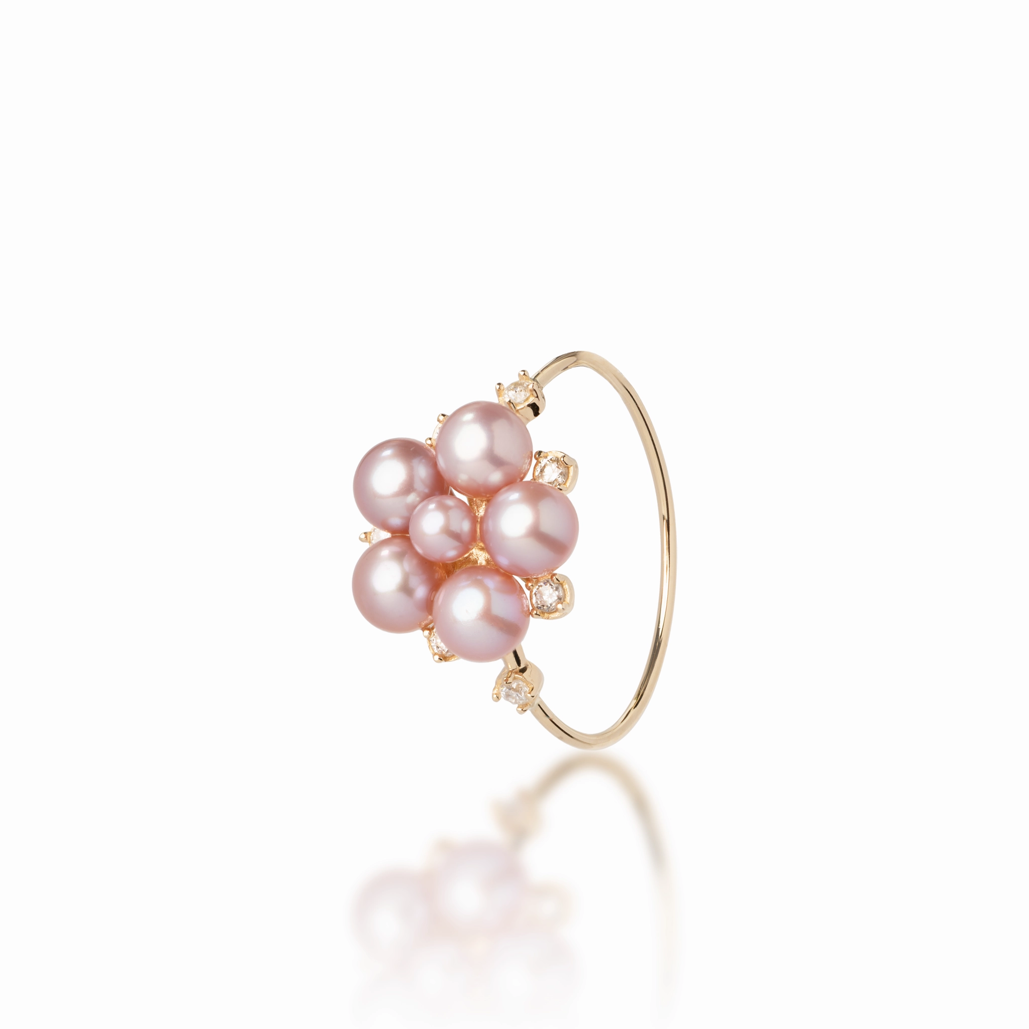 Tiny Bubbles Lavender Freshwater Pearl Ring in Gold with Diamonds Fantastic Accessory Quality Symbol