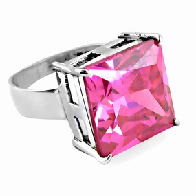 Latest Luxury Pink Cubic Zirconia Gemstone Silver Ring Personal Design