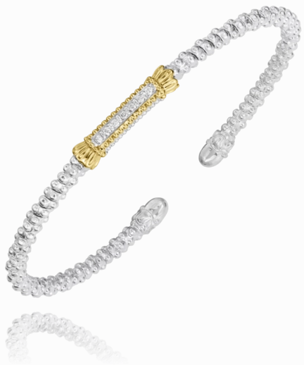 Now Seen Ideal Blends 14K Yellow Gold and Sterling Silver Diamond Bangle Bracelet