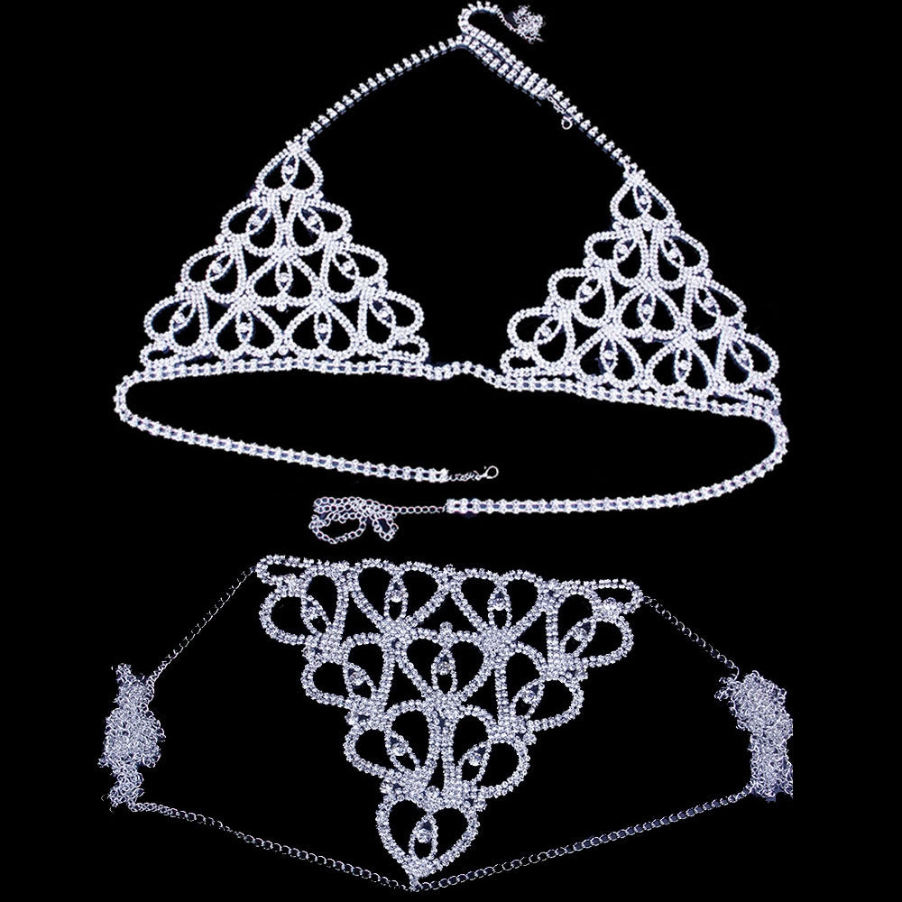 Rhinestone Sexy Lingerie Bra / Underwear Set Textile Shine