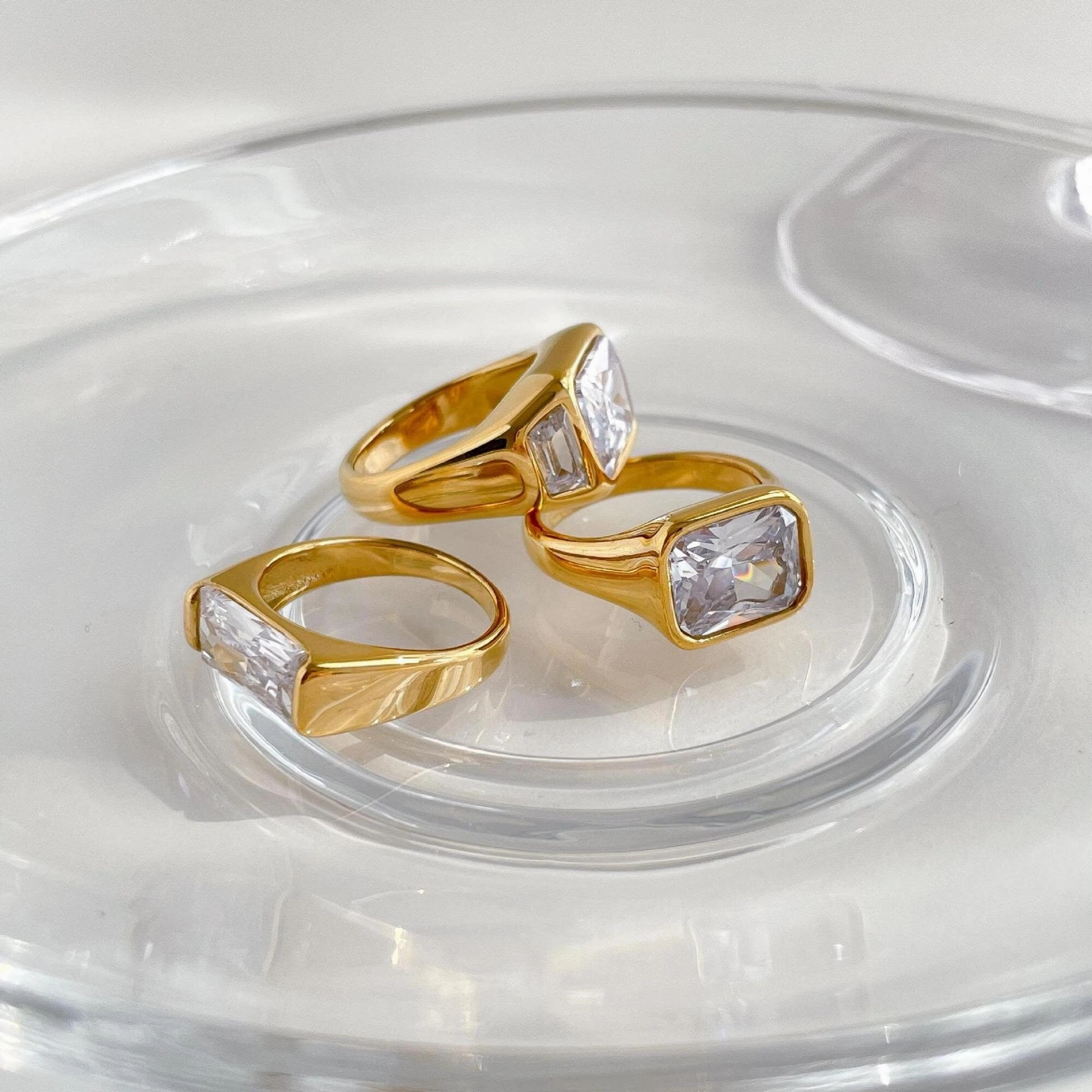 Rhinestone Signet Ring Assorted Band Tough Build Signature Accessory