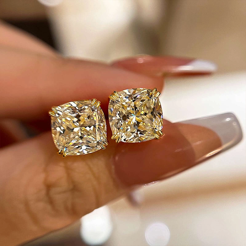 Louily Stunning Sterling Silver Cushion Cut Stud Earrings for Women Versatile Touch