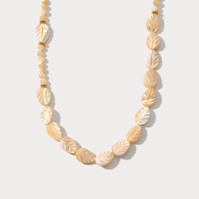 Carved Mother of Pearl Leaf Bead Necklace Unique Features
