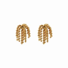 Riverside Gold Tassel Earrings Fringe Earrings 18K Gold Polished Piece