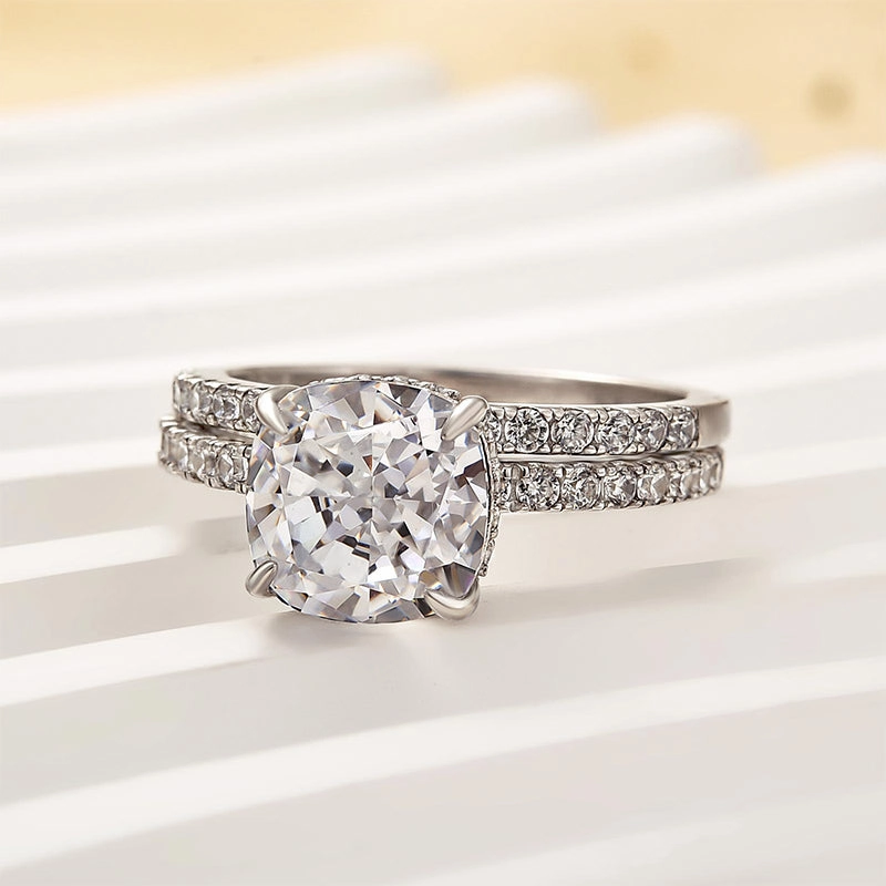 Louily Classic 3.0 Carat Cushion Cut White Sapphire Wedding Set In Sterling Silver Luxe Pick