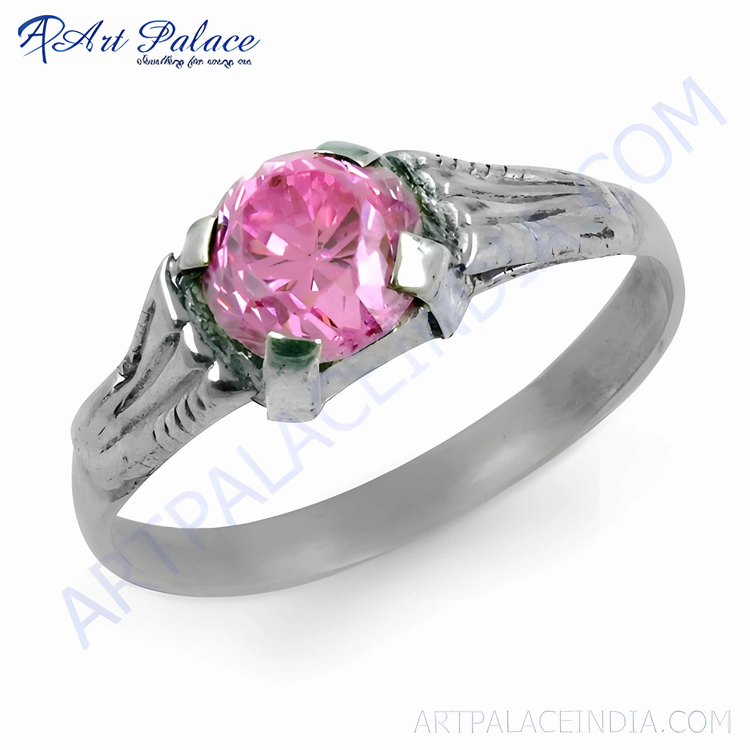 Romantic Pink Cubic Zirconia Gemstone 925 Silver Ring - Elegant Jewelry for Her Handcrafted Embellishment Gentle Form