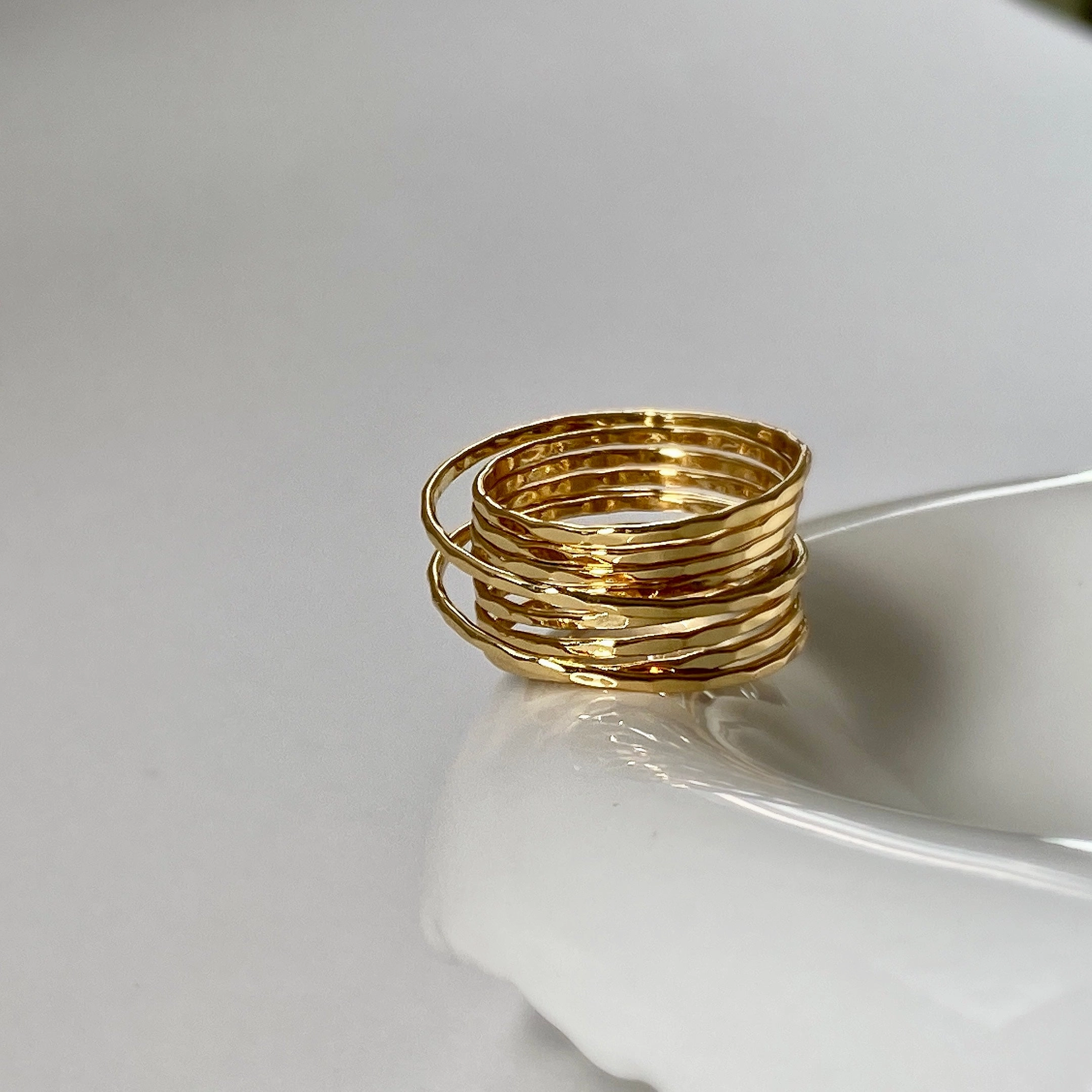 Romola Wired Hammered Ring 18K Gold Adornment Piece Trophy Item