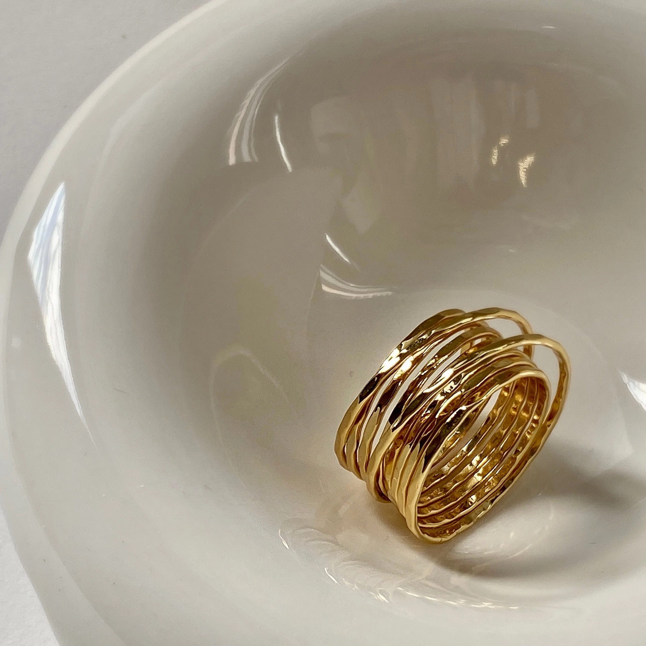 Minimalist Design Romola Wired Hammered Ring 18K Gold