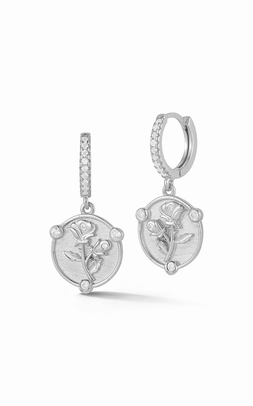 Rose Coin Huggie Earring Daily Detail Creative Look