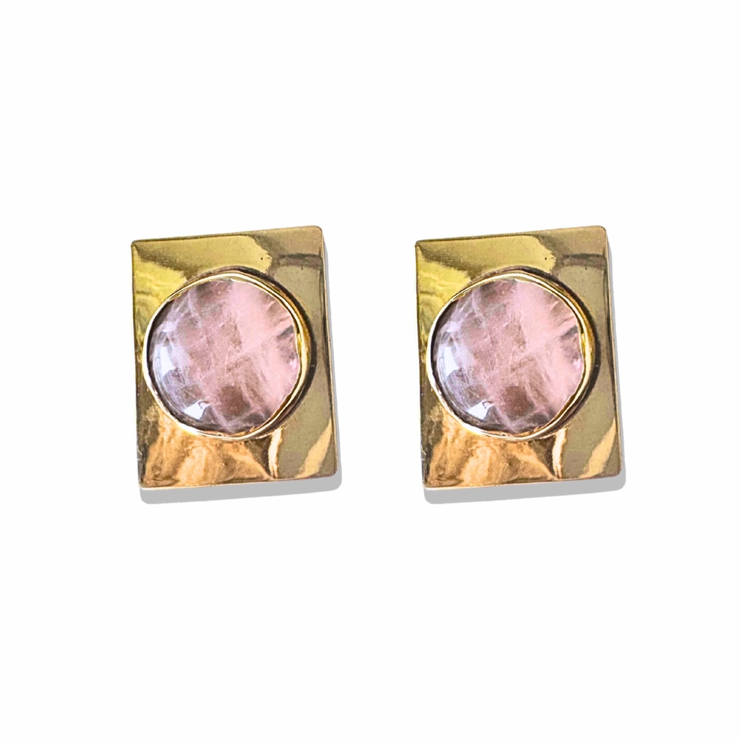 Rose Quartz Earrings | Soft Pink Summer Gemstones Minimalist Ornament