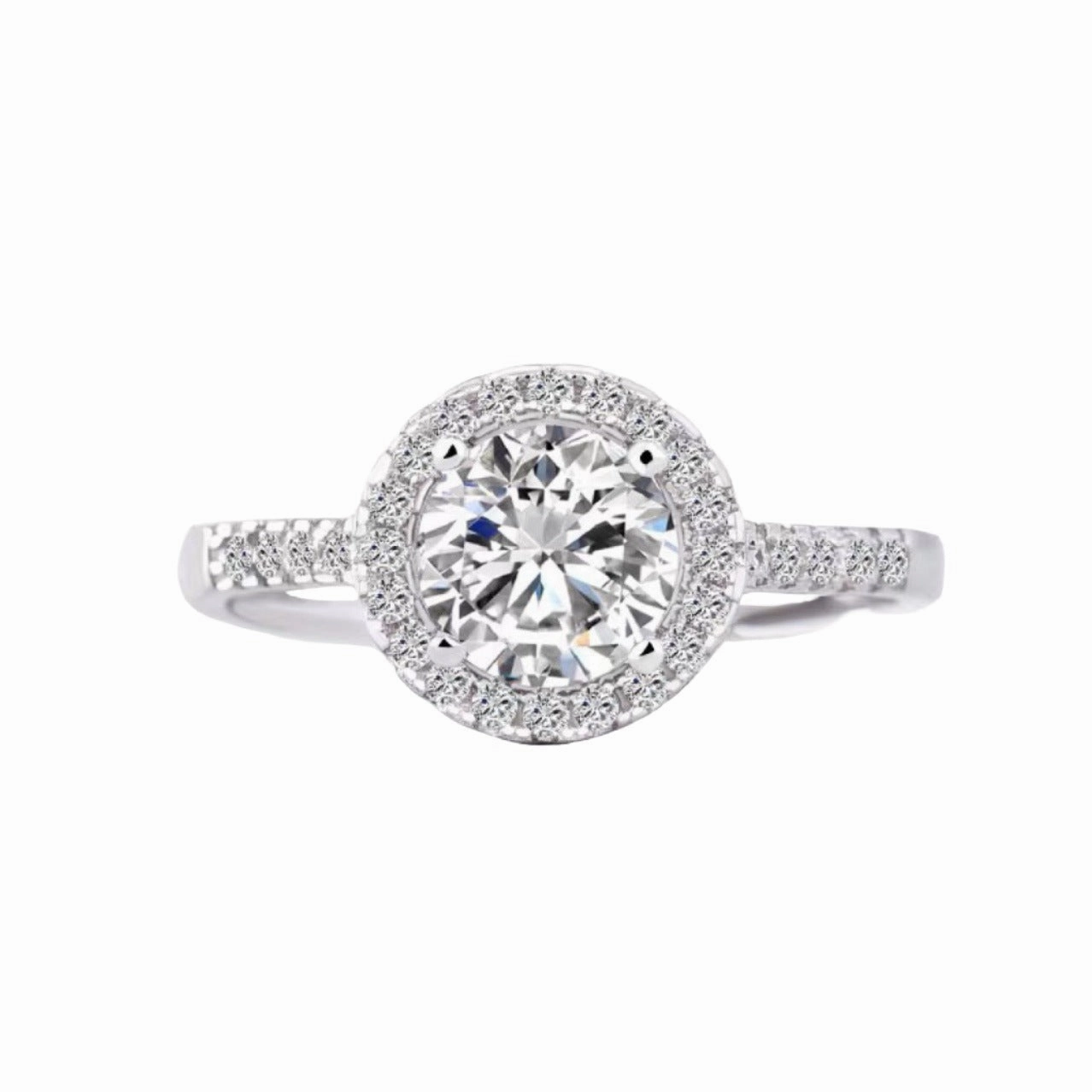 Round Brilliant Halo Diamond Engagement Ring | S925 | Moissanite Past Inspired