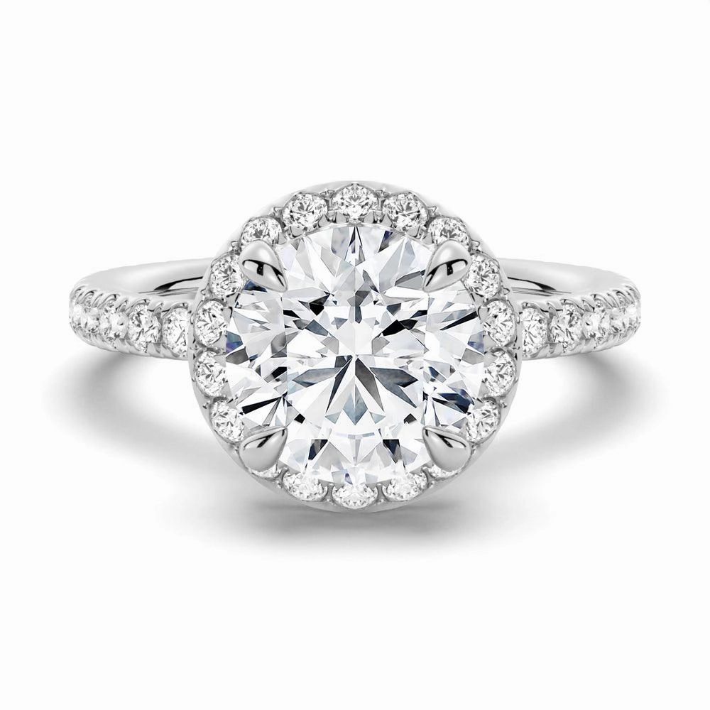 Round Brilliant Micropav?? Halo Moissanite Engagement Ring Stylish Form Luxe Appeal